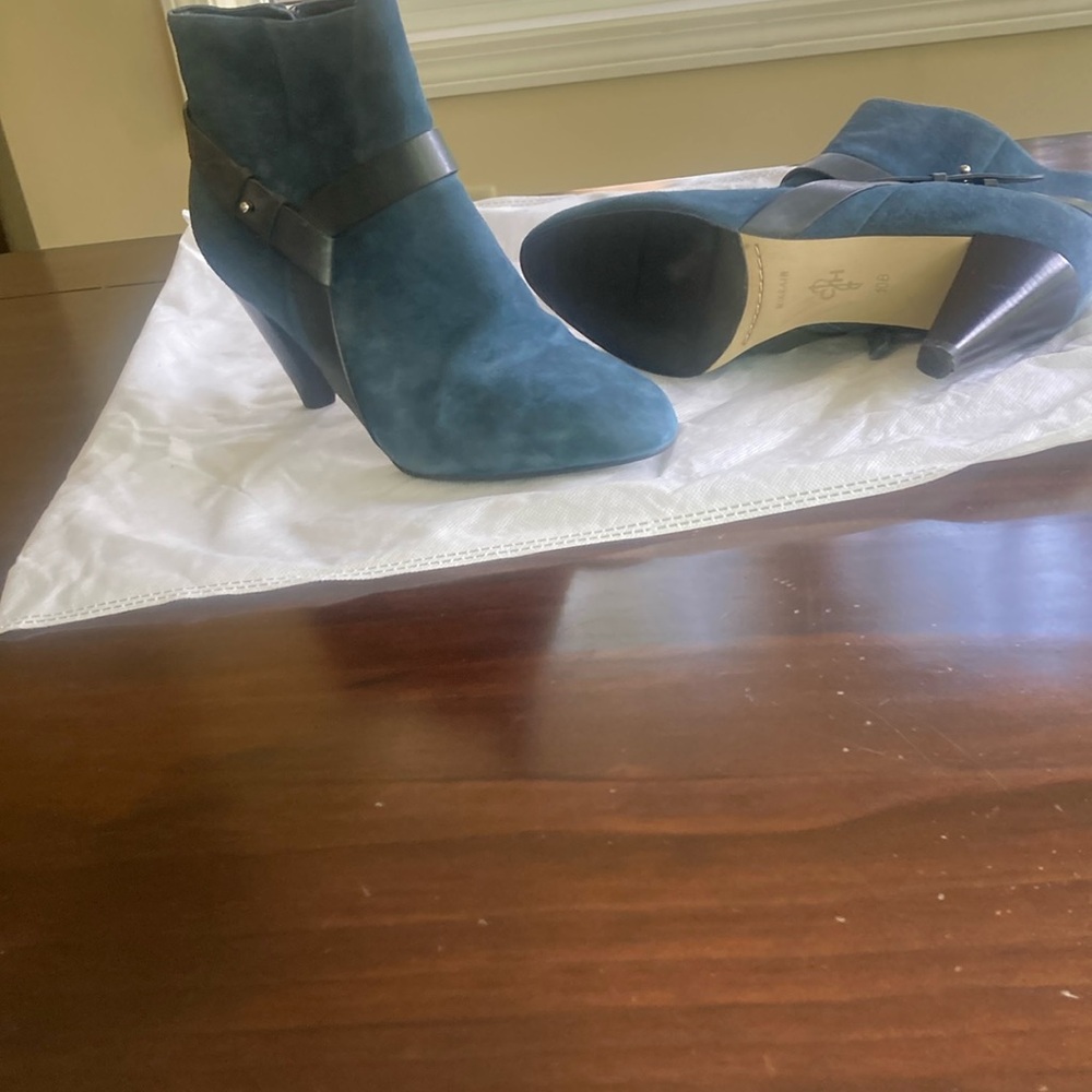 Cole Haan blue suede boots,  Nike Air technology for comfort..